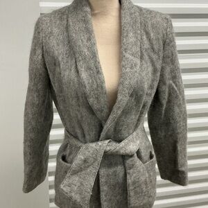 Jeremiah S California Pure Wool Wrap Jacket | Gray | Tie Waist | Size M (Estimat